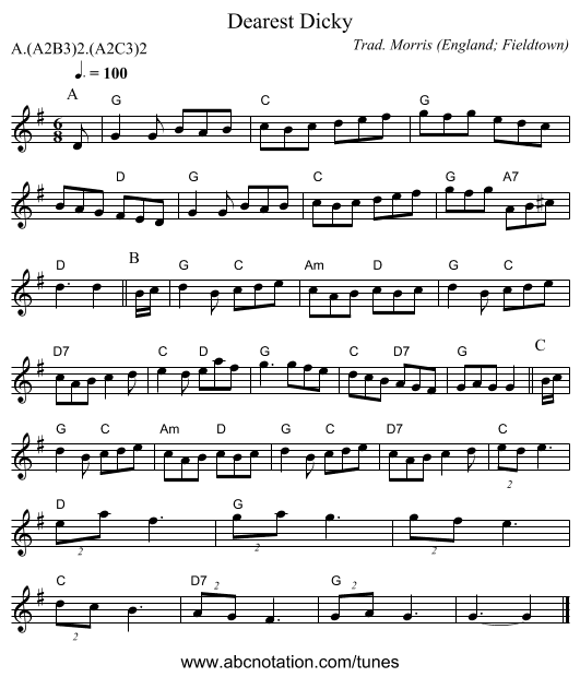Dearest Dicky - staff notation