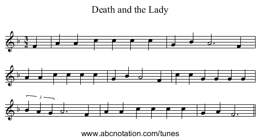 Death and the Lady - staff notation