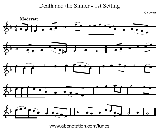 Death and the Sinner - 1st Setting - staff notation