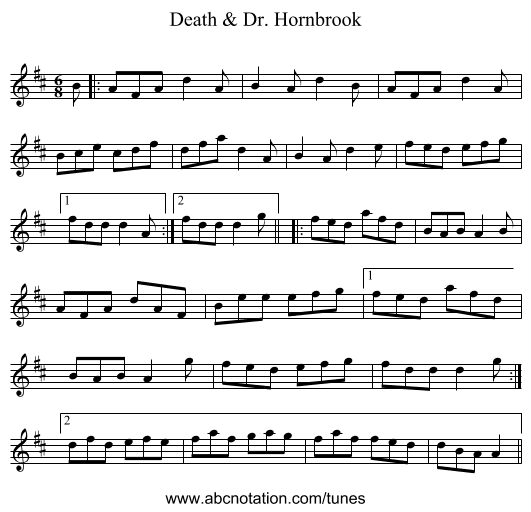 Death & Dr. Hornbrook - staff notation