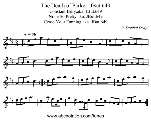 Death of Parker. JBut.649, The - staff notation