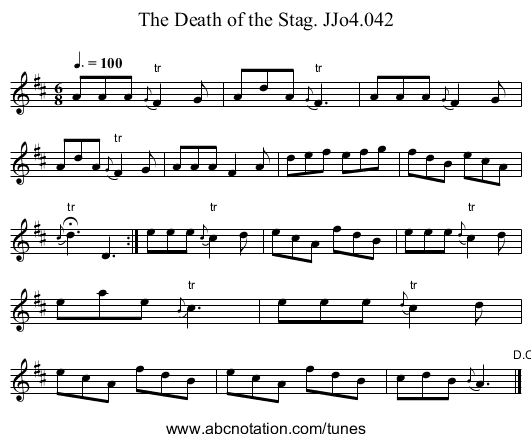 Death of the Stag. JJo4.042, The - staff notation