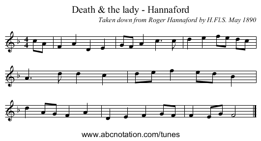 Death & the lady - Hannaford - staff notation