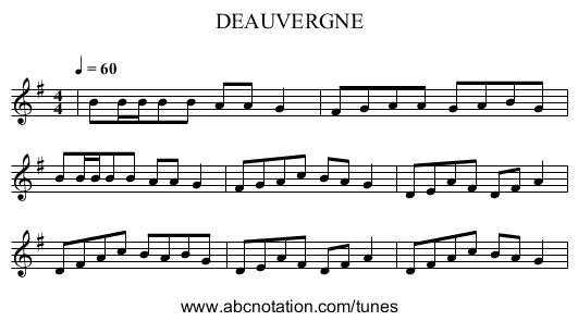 DEAUVERGNE - staff notation