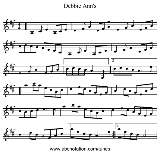 Debbie Ann's - staff notation