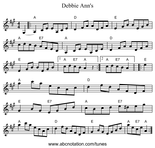Debbie Ann's - staff notation