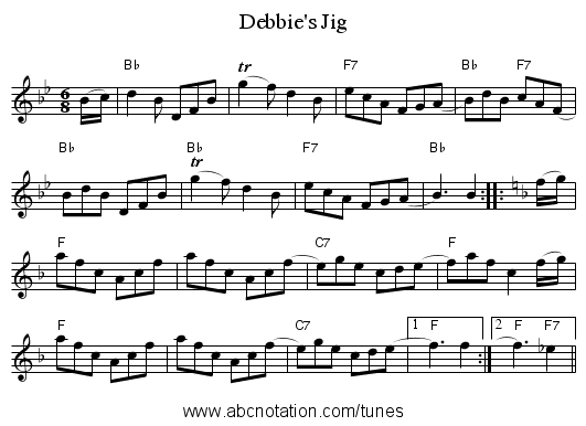 Debbie's Jig - staff notation