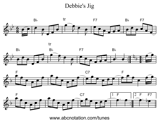 Debbie's Jig - staff notation