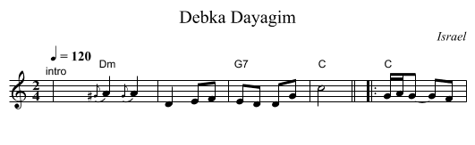 Debka Dayagim - staff notation