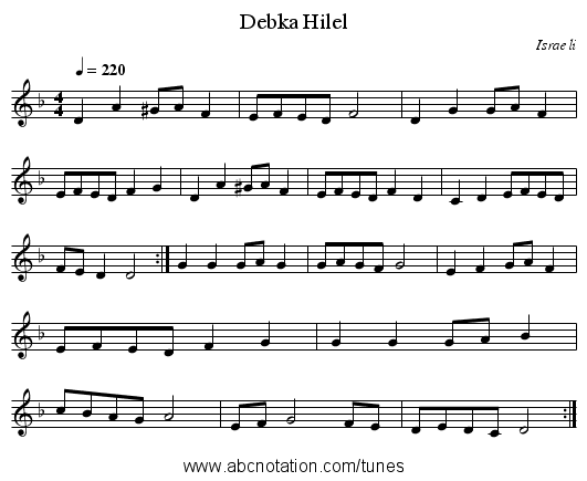 Debka Hilel - staff notation