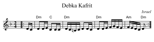 Debka Kafrit - staff notation