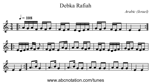 Debka Rafiah - staff notation