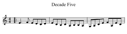 Decade Five - staff notation