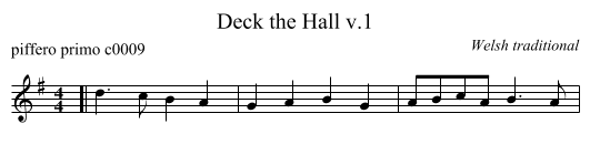 Deck the Hall v.1 - staff notation