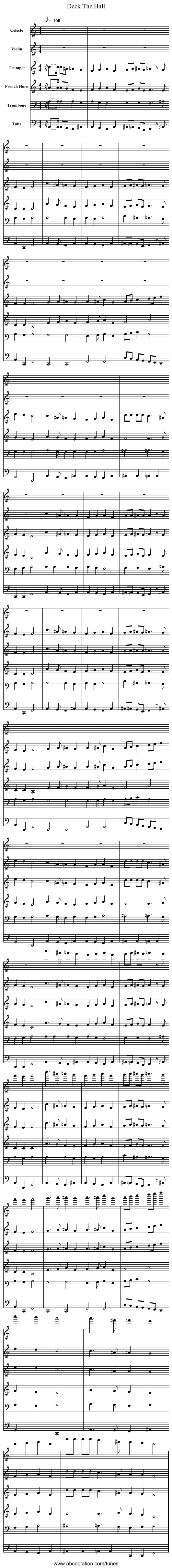 Deck The Hall - staff notation