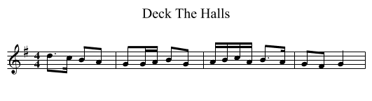 Deck The Halls - staff notation
