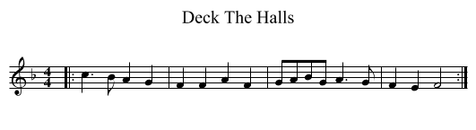 Deck The Halls - staff notation