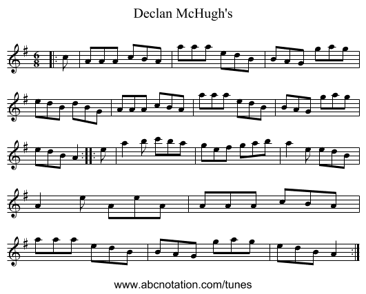 Declan McHugh's - staff notation