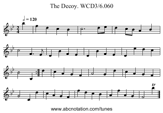 Decoy. WCD3/6.060, The - staff notation