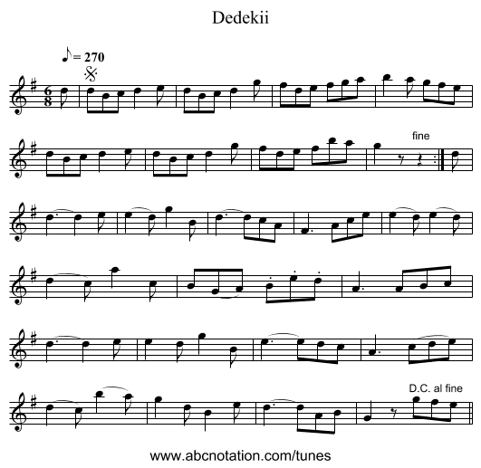 Dedekii - staff notation