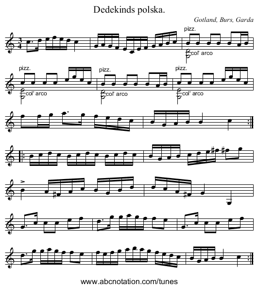 Dedekinds polska. - staff notation