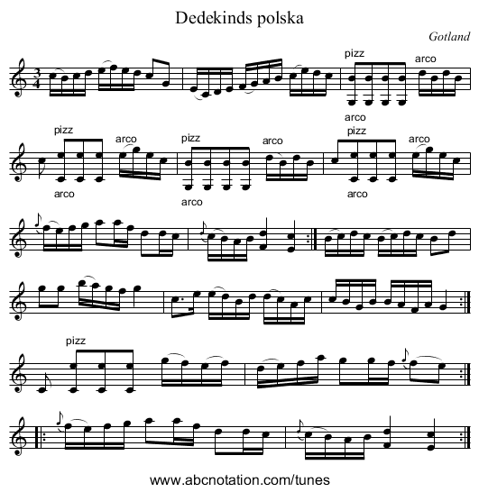 Dedekinds polska - staff notation