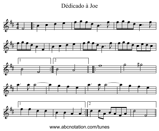 Dédicado à Joe - staff notation