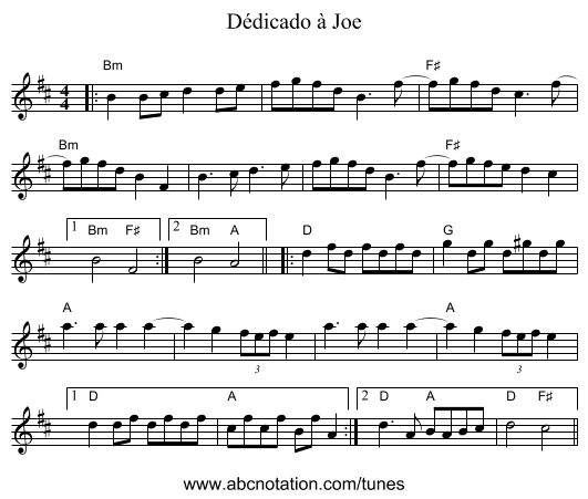 Dédicado à Joe - staff notation