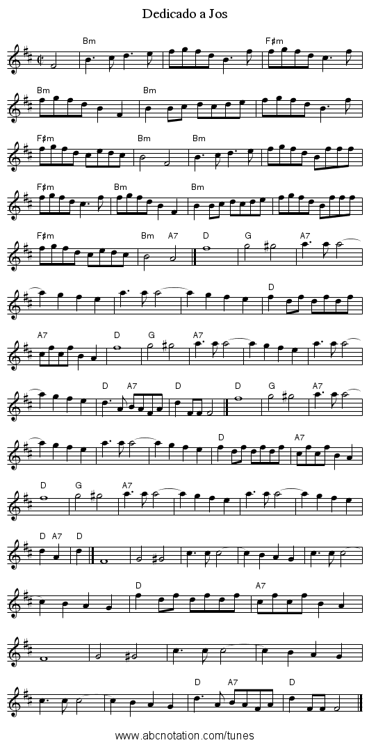 Dedicado a Jos - staff notation