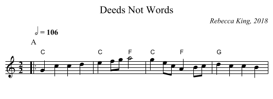 Deeds Not Words - staff notation