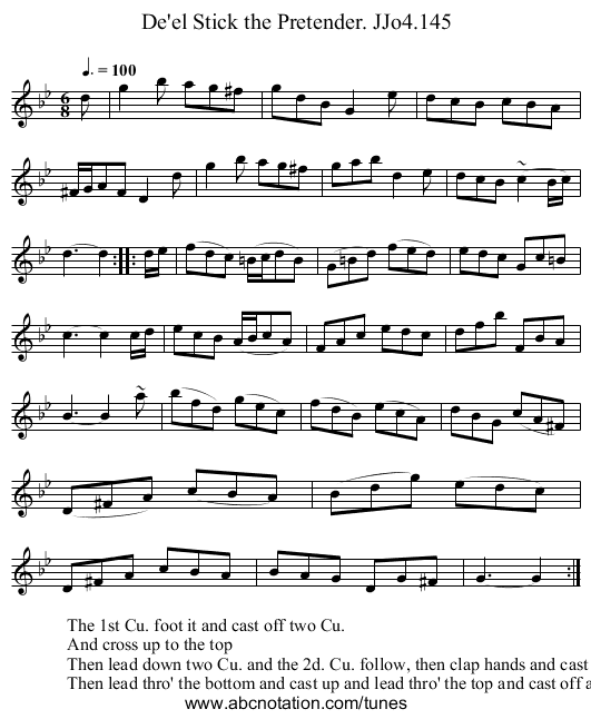 De'el Stick the Pretender. JJo4.145 - staff notation