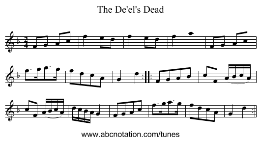 De'el's Dead, The - staff notation