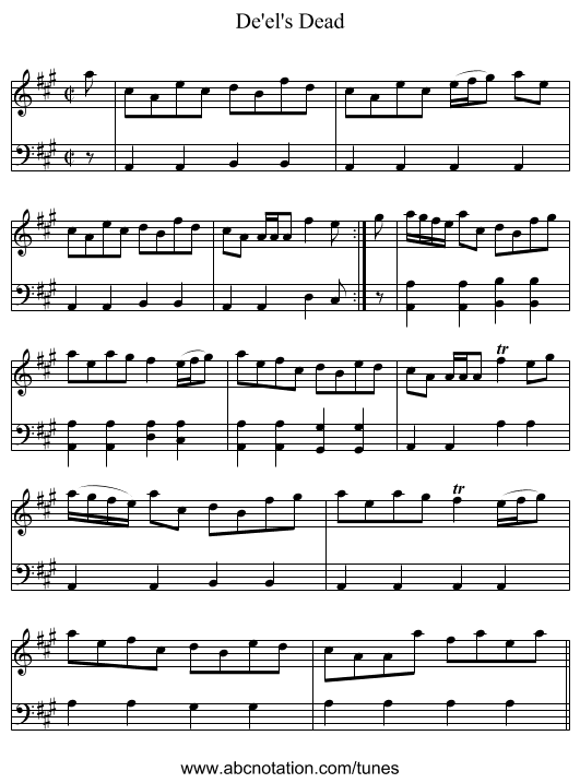 De'el's Dead - staff notation