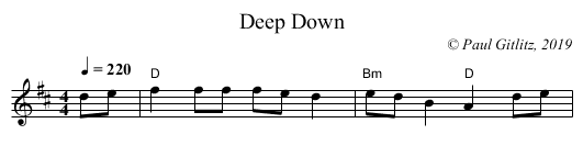 Deep Down - staff notation