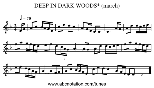 DEEP IN DARK WOODS* (march) - staff notation