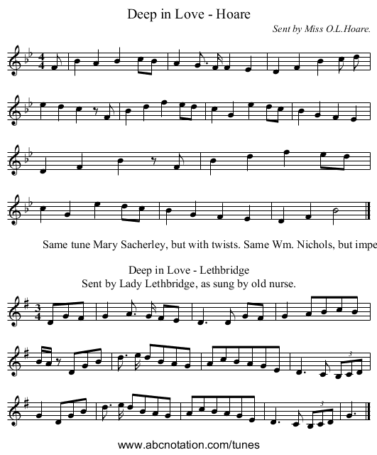 Deep in Love - Hoare - staff notation