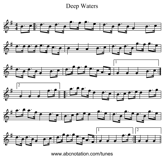 Deep Waters - staff notation