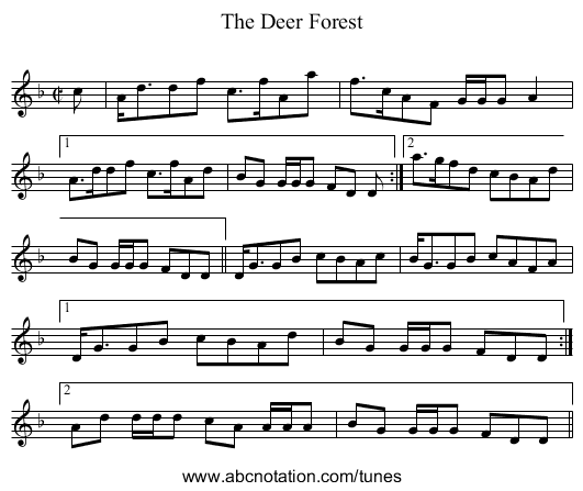 Deer Forest, The - staff notation