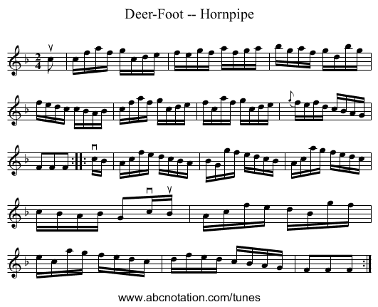 Deer-Foot -- Hornpipe - staff notation