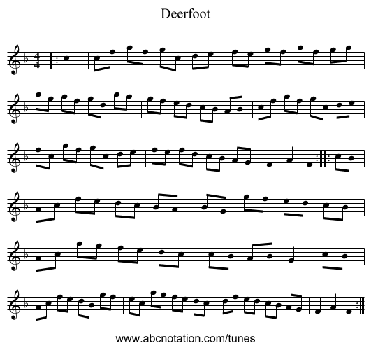 Deerfoot - staff notation