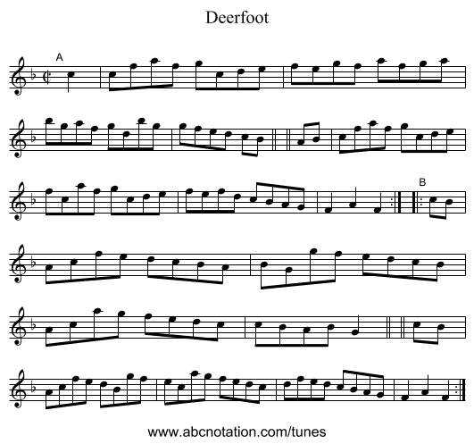 Deerfoot - staff notation