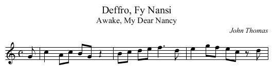 Deffro, Fy Nansi - staff notation