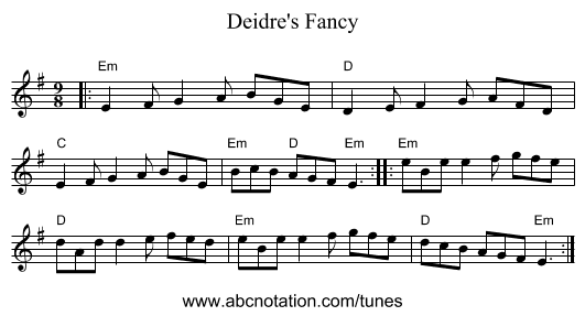 Deidre's Fancy - staff notation