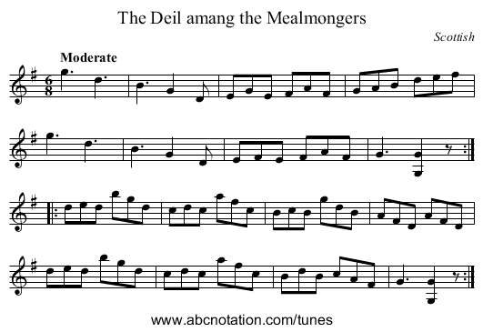Deil amang the Mealmongers, The - staff notation