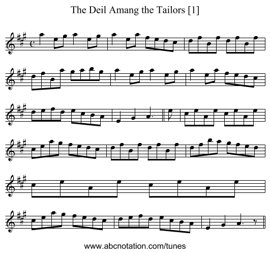 Deil Amang the Tailors [1], The - staff notation