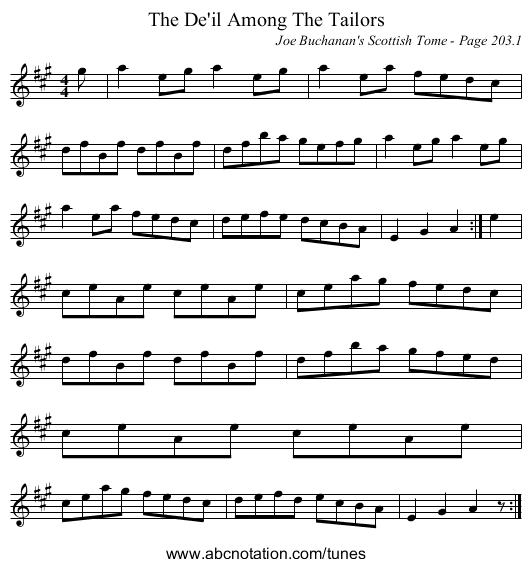 De'il Among The Tailors, The - staff notation