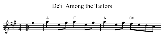 De'il Among the Tailors - staff notation