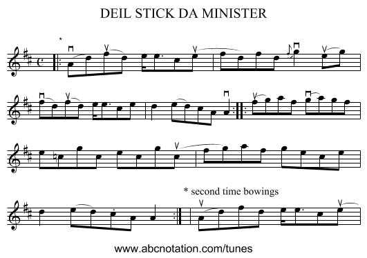 DEIL STICK DA MINISTER - staff notation