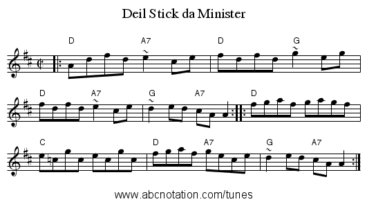 Deil Stick da Minister - staff notation