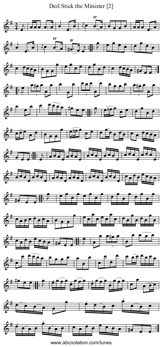Deil Stick the Minister [2] - staff notation